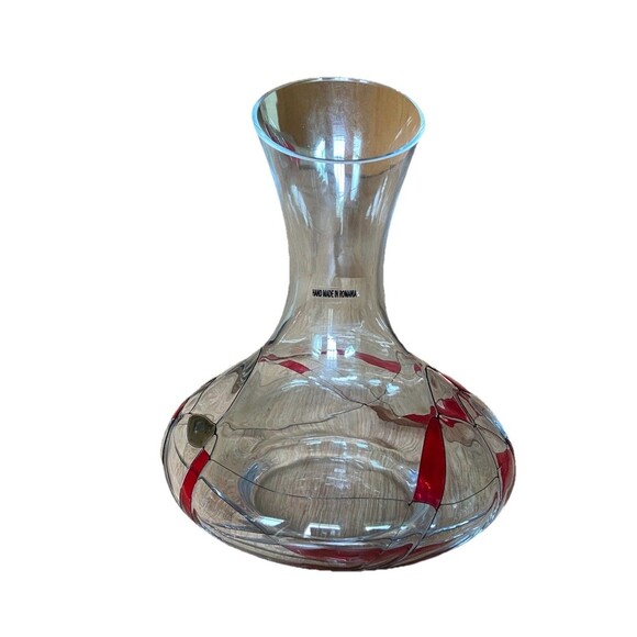Vintage Crystal Glass Wine Decanter Milano Romania 24K Stained Glass - Picture 3 of 4